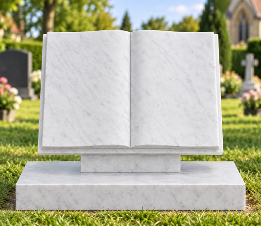 Liberna Open Book Headstone with Curved Pages | MM075