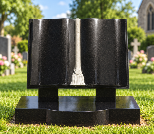 Lexora Open Book Headstone with Curved Pages | MM076
