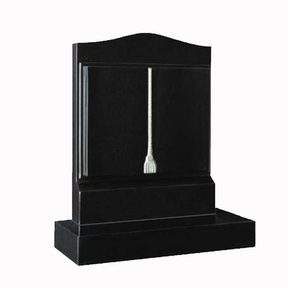 Granite headstone featuring a traditional book design with gently curved pages, fully customisable with high-resolution images and personalised inscriptions.
