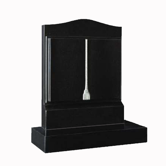 Granite headstone featuring a traditional book design with gently curved pages, fully customisable with high-resolution images and personalised inscriptions.