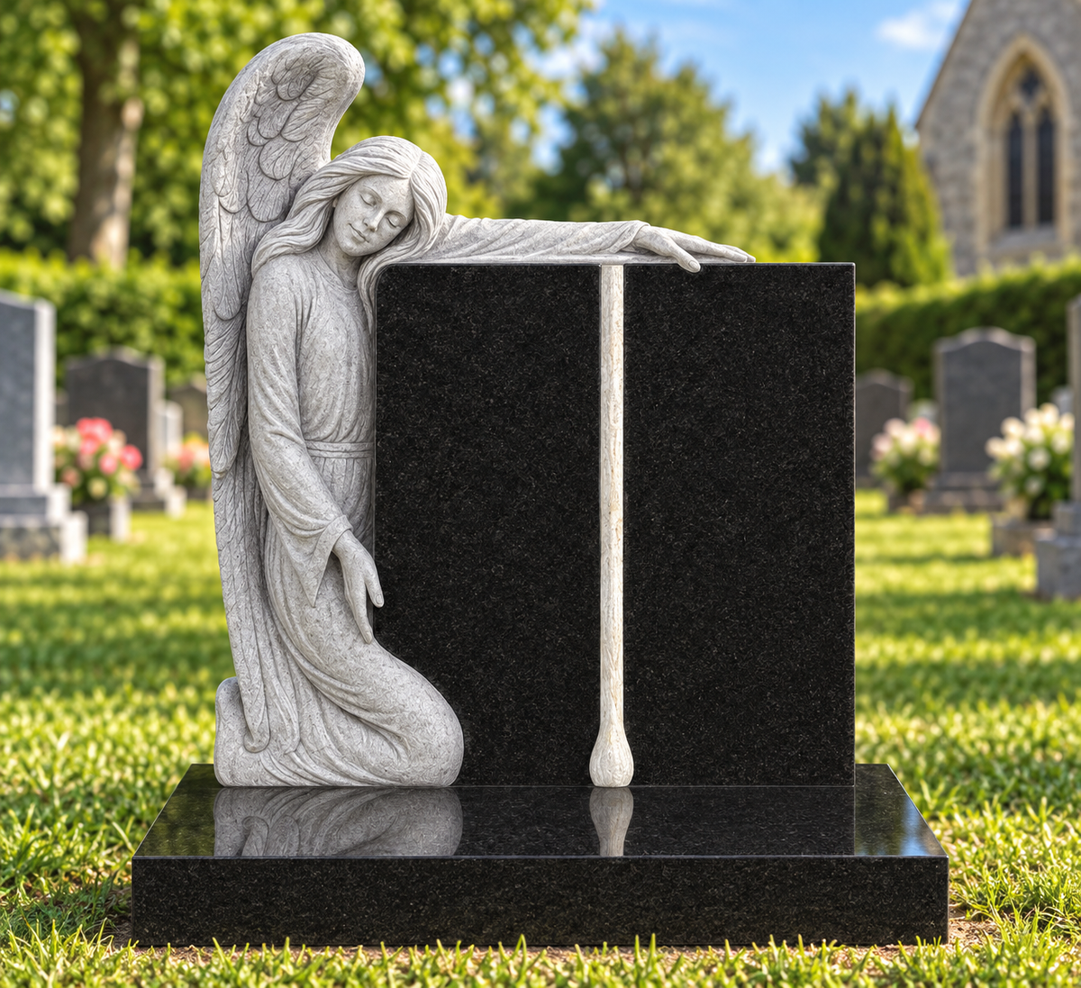 Angelus Kneeling Angel & Open Book Headstone | MM081