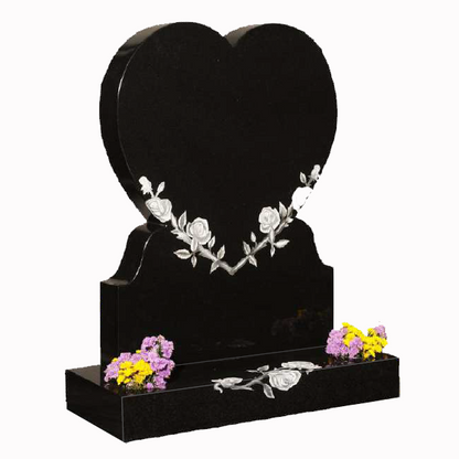 Heart shaped granite headstone symbolising love and remembrance, fully customisable with high-resolution images and personalised inscriptions.