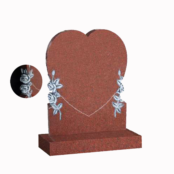 Heart shaped granite headstone symbolising love and remembrance, fully customisable with high-resolution images and personalised inscriptions.