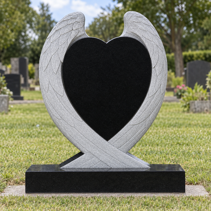 Aurelia Carved Wings & Heart Headstone | MM094