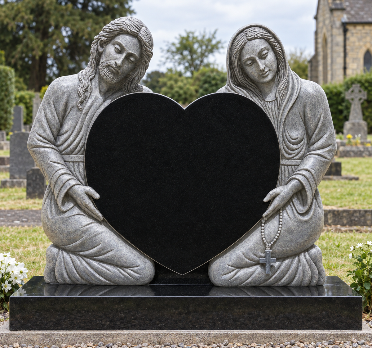 Divinitas St Mary & Jesus Heart Headstone | MM099