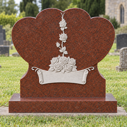 Amoria Double Heart Granite Headstone | MM101