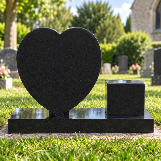 Lovara Heart Shaped Granite Cremation Memorial with Vase | MM153
