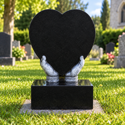 Manora Hand & Heart Granite Cremation Memorial | MM154