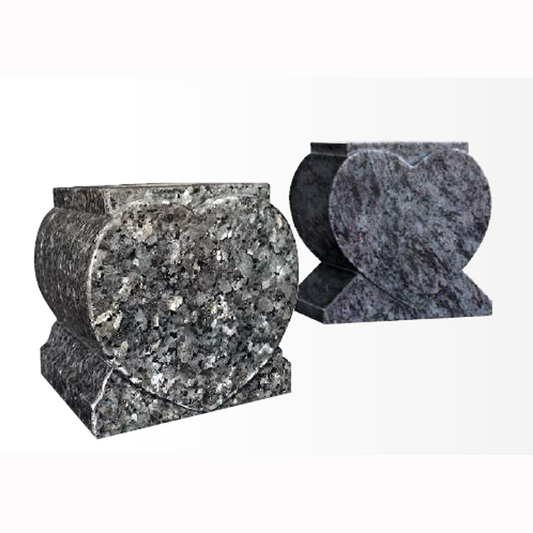 Granite memorial vase with removable flower holder, available in various colours and optionally engraved with name or short inscription.