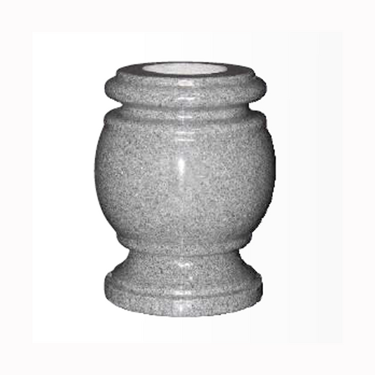 Granite memorial vase with removable flower holder, available in various colours and optionally engraved with name or short inscription.