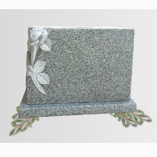 Granite memorial vase with removable flower holder, available in various colours and optionally engraved with name or short inscription.