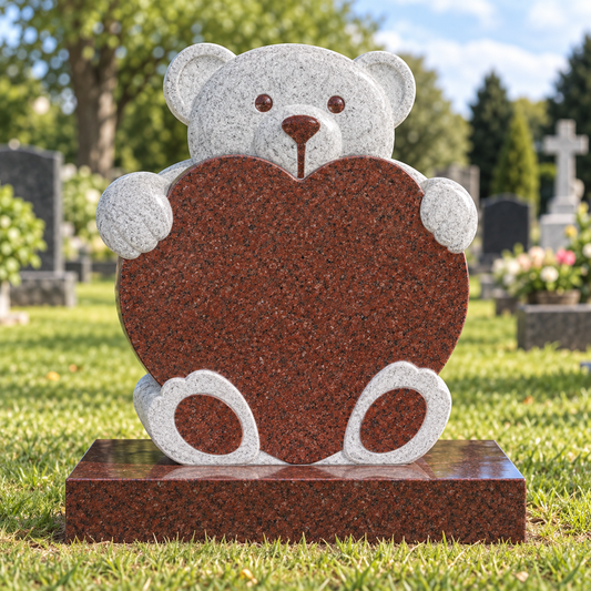 Snuggles Heart-Shaped Children's Granite Headstone | MM193