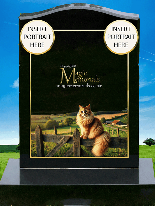 Ginger Cat Lover Memorial Headstone made from premium granite, featuring high-resolution imagery of an orange cat and personalised inscription. A touching tribute for feline enthusiasts.