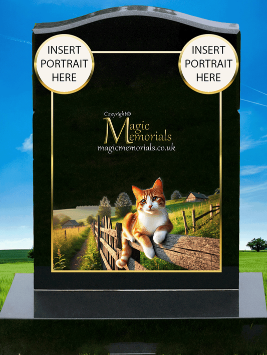 Ginger Cat Lover Memorial Headstone made from premium granite, featuring high-resolution imagery of an orange cat and personalised inscription. A touching tribute for feline enthusiasts.