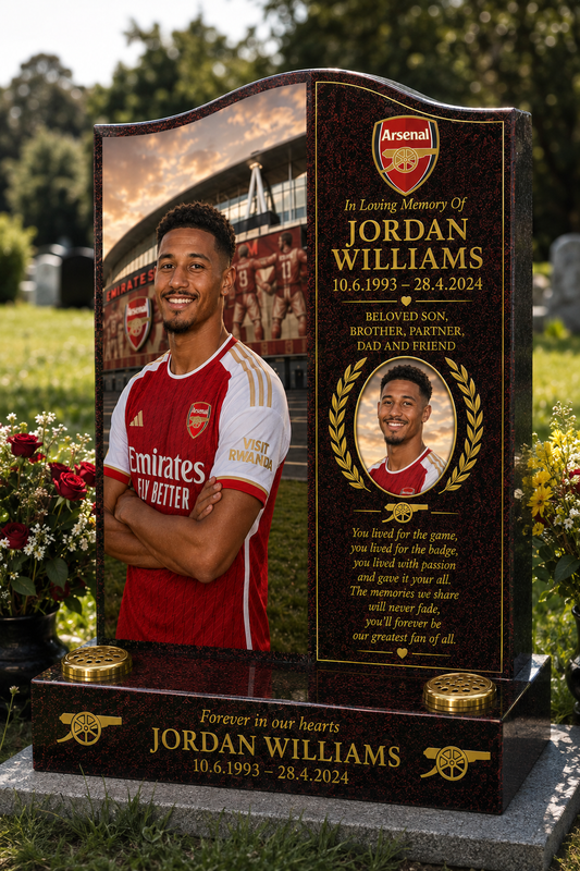 Arsenal Football Headstone Memorial Design 1, personalised memorial design by Magic Memorials, HD0565