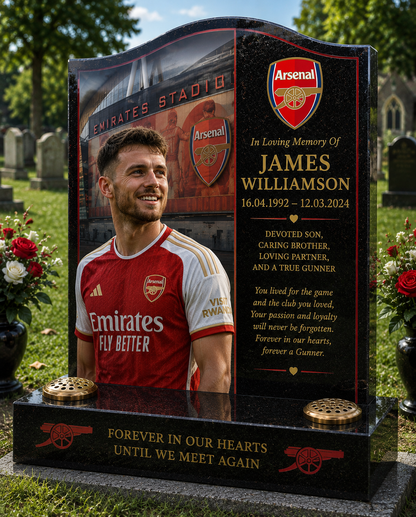 Arsenal Football Headstone Memorial Design 2, personalised memorial design by Magic Memorials, HD0566