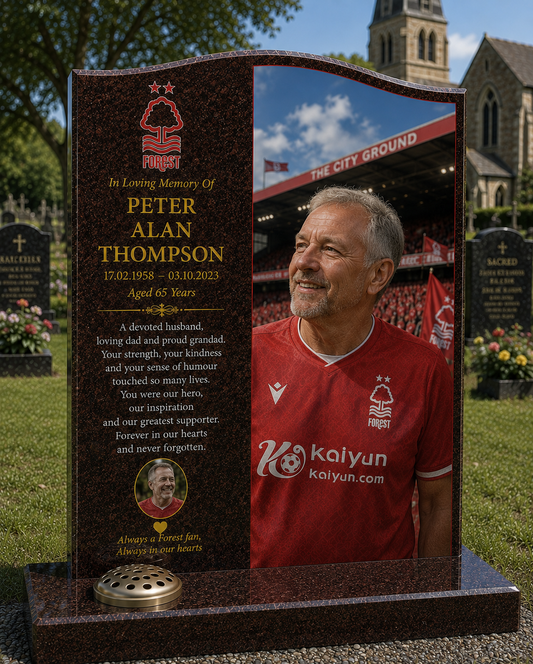 Nottingham Forest Football Headstone Memorial Design 1, personalised memorial design by Magic Memorials, HD0577