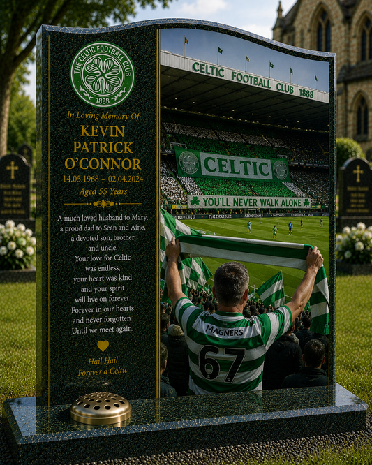 Celtic Football Headstone Memorial Design 2, personalised memorial design by Magic Memorials, HD0584