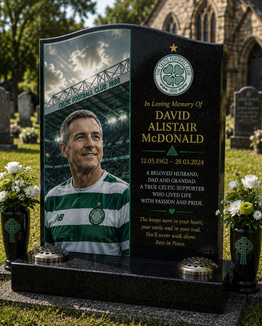 Celtic Football Headstone Memorial Design 1, personalised memorial design by Magic Memorials, HD0585
