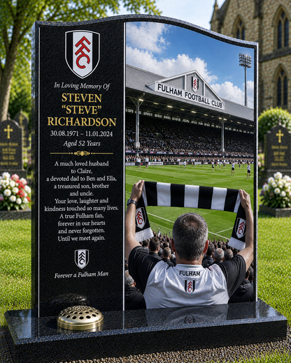 Fulham Football Headstone Memorial Design 2, personalised memorial design by Magic Memorials, HD0595