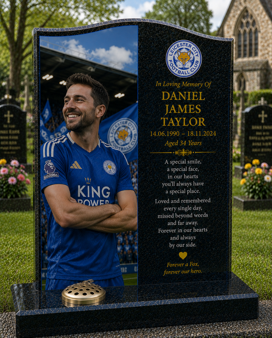 Leicester City Football Headstone Memorial Design 1, personalised memorial design by Magic Memorials, HD0600