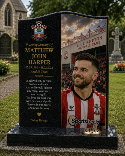 Southampton Football Headstone Memorial Design 1, personalised memorial design by Magic Memorials, HD0605