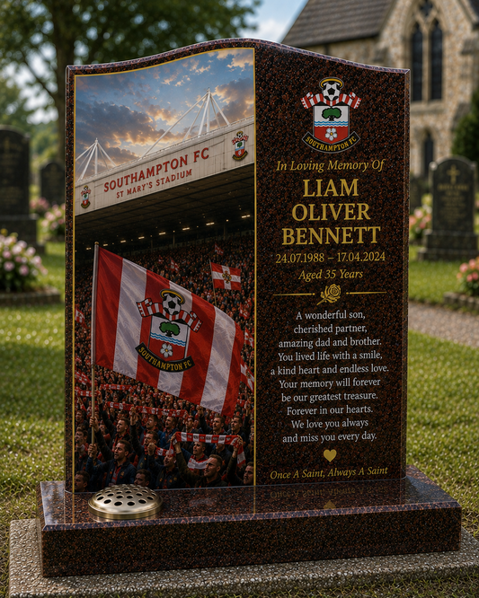 Southampton Football Headstone Memorial Design 2, personalised memorial design by Magic Memorials, HD0606