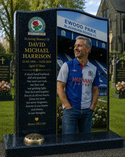 Blackburn Rovers Football Headstone Memorial Design 1, personalised memorial design by Magic Memorials, HD0607