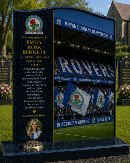 Blackburn Rovers Football Headstone Memorial Design 2, personalised memorial design by Magic Memorials, HD0608