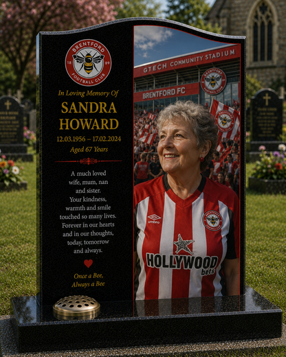 Brentford Football Headstone Memorial Design 1, personalised memorial design by Magic Memorials, HD0609