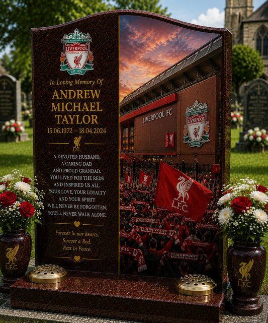 Liverpool Football Headstone Memorial Design 2, personalised memorial design by Magic Memorials, HD0615
