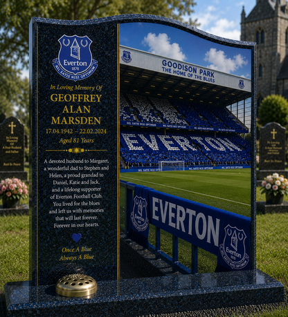 Everton Football Headstone Memorial Design 2, personalised memorial design by Magic Memorials, HD0617