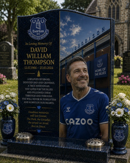 Everton Football Headstone Memorial Design 1, personalised memorial design by Magic Memorials, HD0618