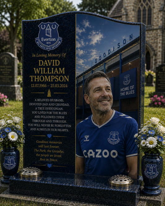 Everton Football Headstone Memorial Design 1, personalised memorial design by Magic Memorials, HD0618