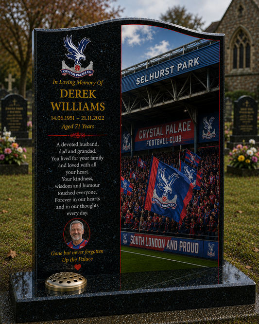 Crystal Palace Football Headstone Memorial Design 2, personalised memorial design by Magic Memorials, HD0619