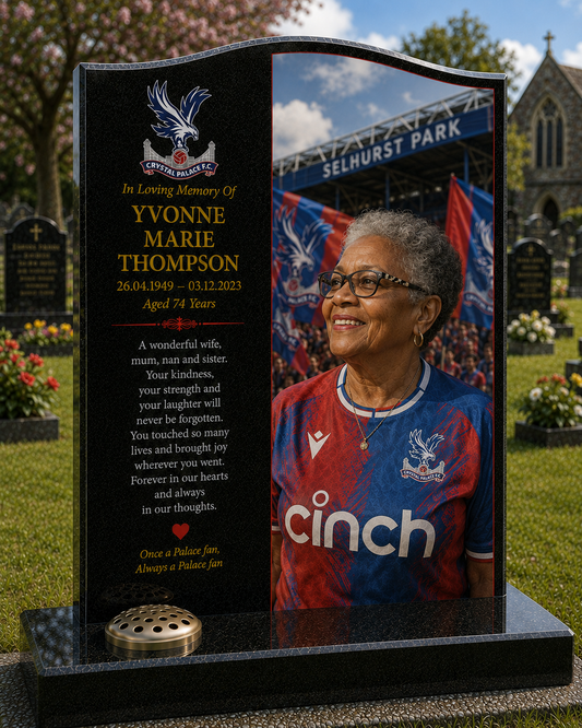 Crystal Palace Football Headstone Memorial Design 1, personalised memorial design by Magic Memorials, HD0620