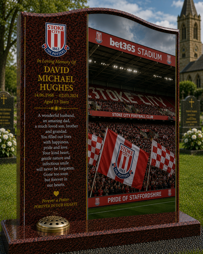 Stoke City Football Headstone Memorial Design 2, personalised memorial design by Magic Memorials, HD0621
