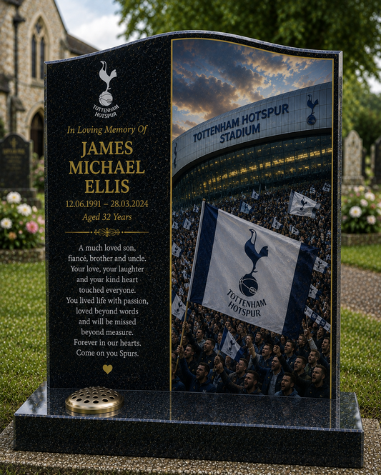 Tottenham Hotspur Football Headstone Memorial Design 2, personalised memorial design by Magic Memorials, HD0623
