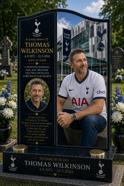 Tottenham Hotspur Football Headstone Memorial Design 1, personalised memorial design by Magic Memorials, HD0624