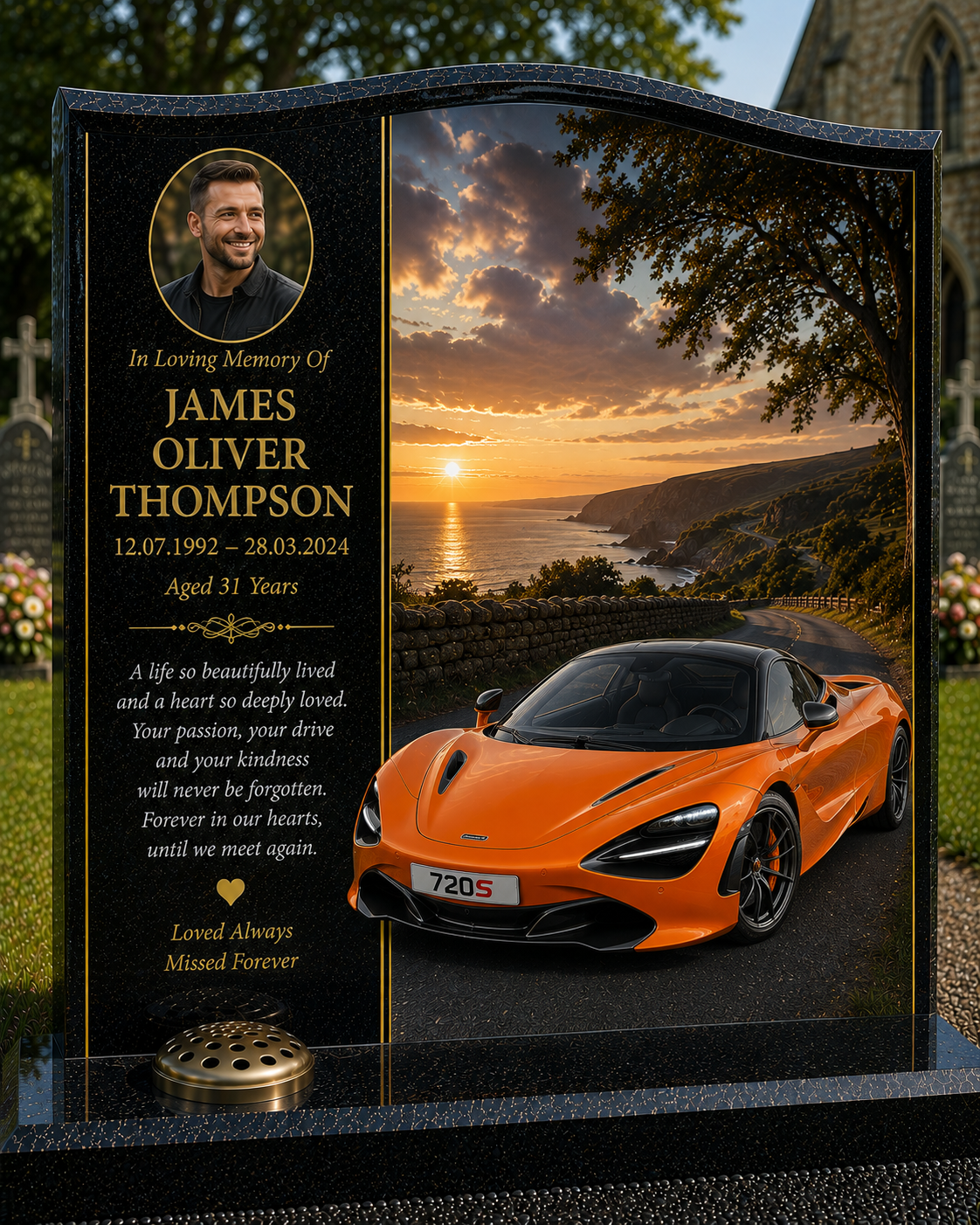 Supercar & Performance Car Memorials Design 3, personalised memorial design by Magic Memorials, HD0681