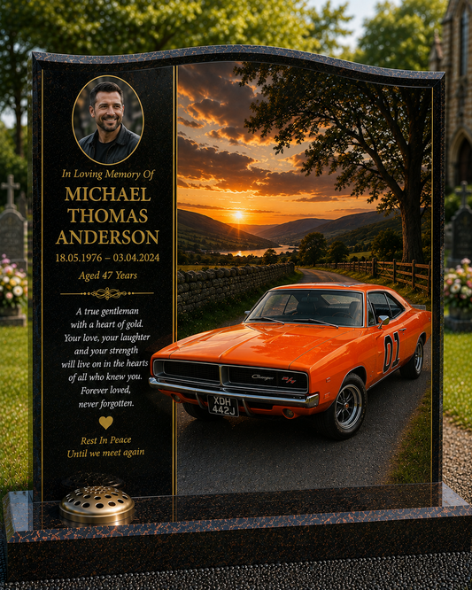 American Muscle Car Memorials Design 2, personalised memorial design by Magic Memorials, HD0683