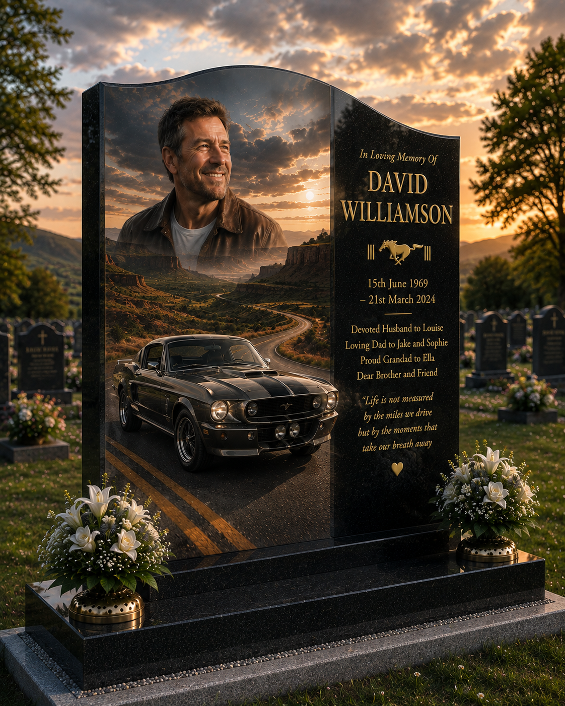 American Muscle Car Memorials Design 3, personalised memorial design by Magic Memorials, HD0684