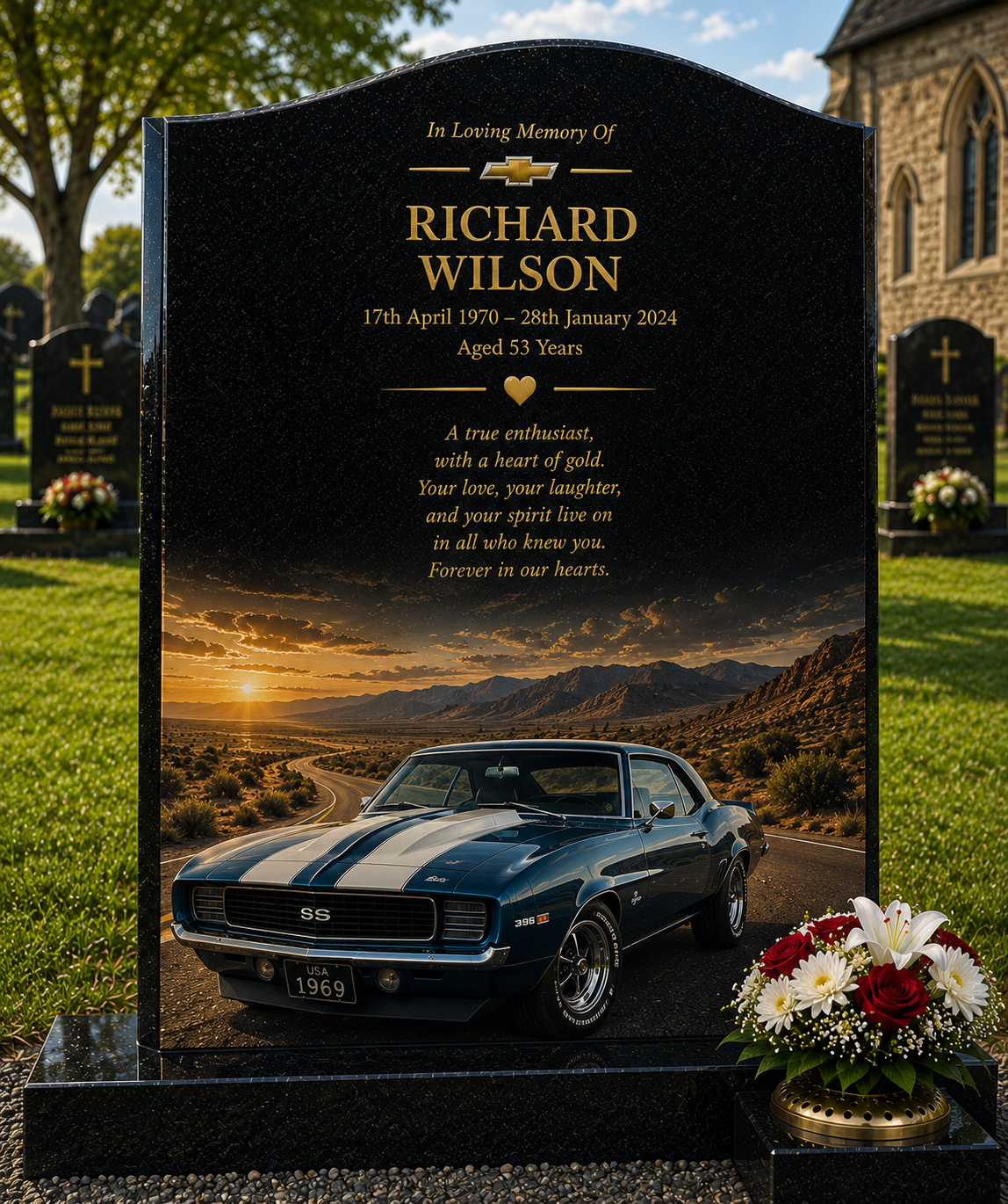 American Muscle Car Memorials Design 6, personalised memorial design by Magic Memorials, HD0704