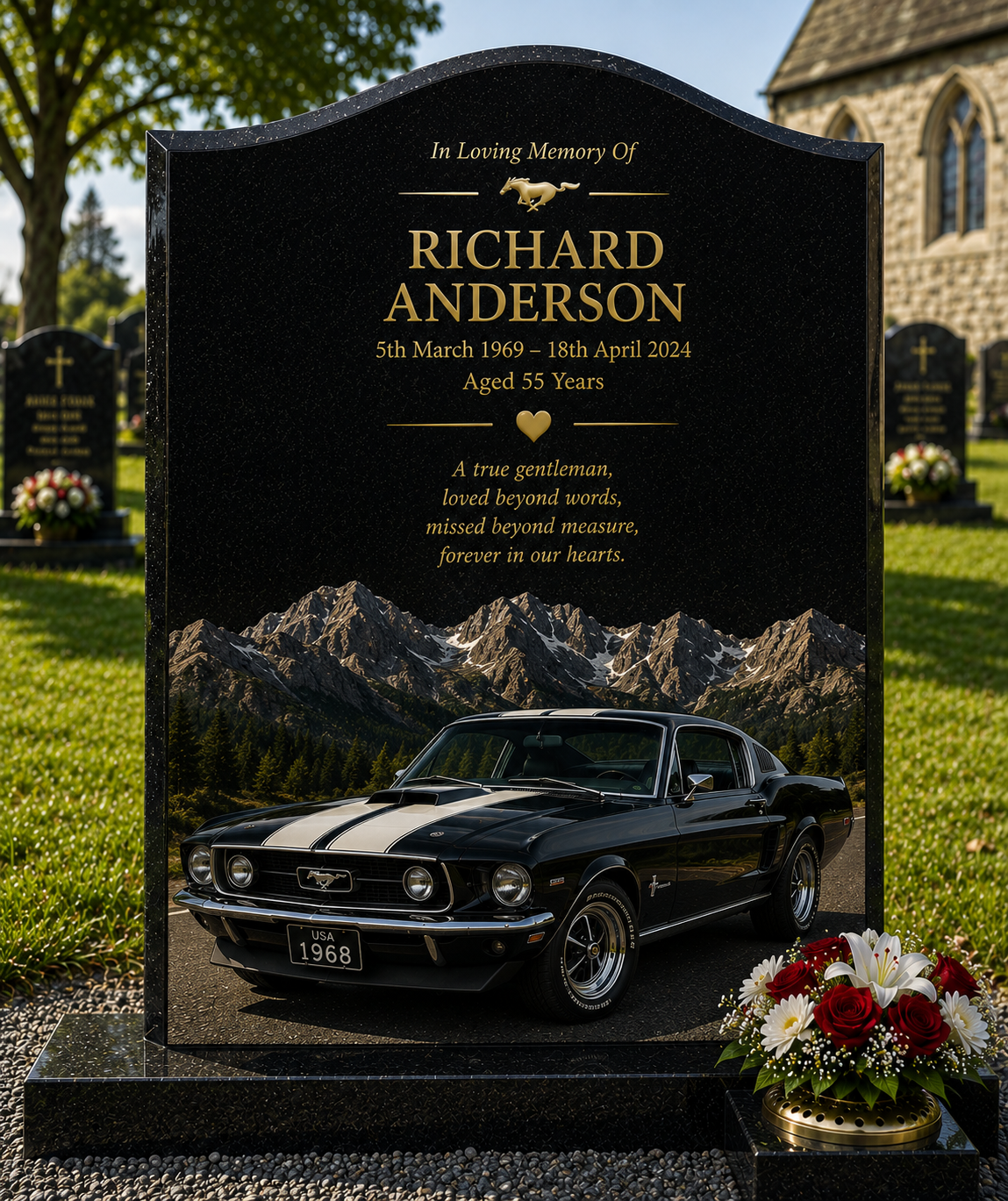 American Muscle Car Memorials Design 7, personalised memorial design by Magic Memorials, HD0705