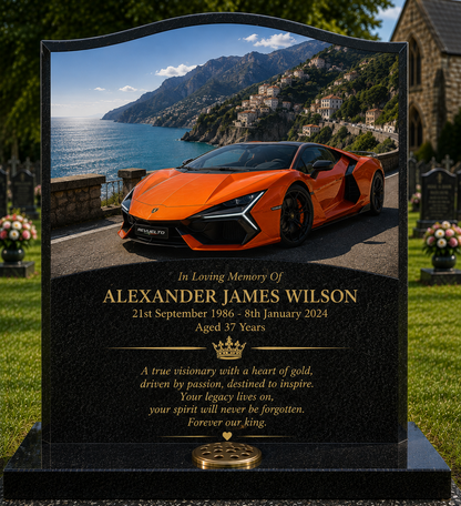 Lamborghini Memorial Headstones Design 5, personalised memorial design by Magic Memorials, HD0710