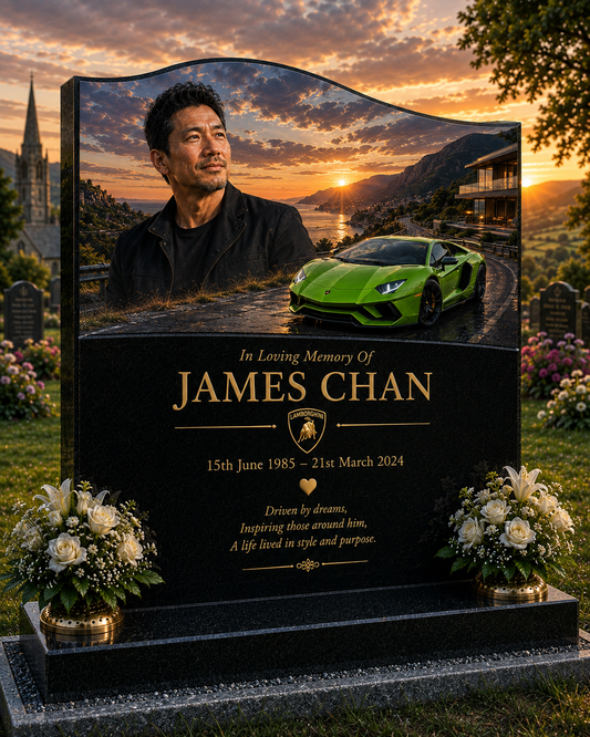 Lamborghini Memorial Headstones Design 1, personalised memorial design by Magic Memorials, HD0712