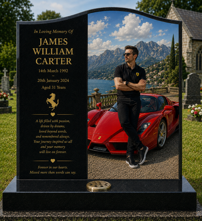 Ferrari Memorial Headstones Design 4, personalised memorial design by Magic Memorials, HD0716