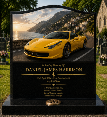 Ferrari Memorial Headstones Design 6, personalised memorial design by Magic Memorials, HD0718