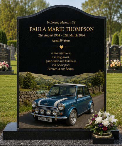 Classic Car Memorial Headstones Design 2, personalised memorial design by Magic Memorials, HD0719
