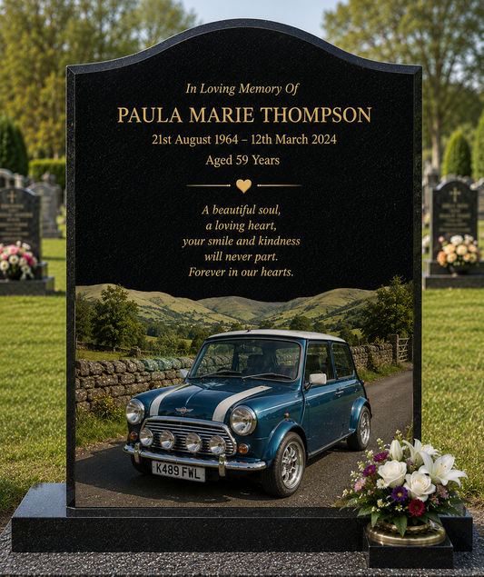 Classic Car Memorial Headstones Design 2, personalised memorial design by Magic Memorials, HD0719